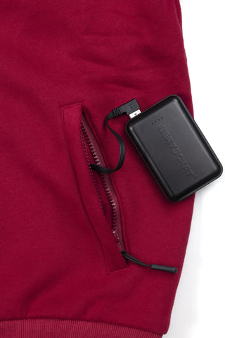 Men’s Heated Hoodie – Dual Heating - Burgundy